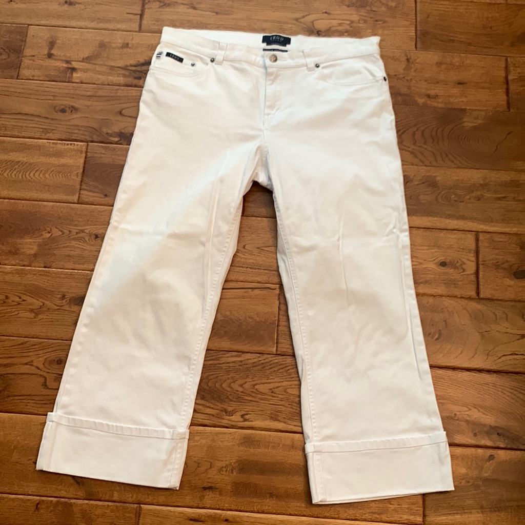 Izod Cuffed White Jeans